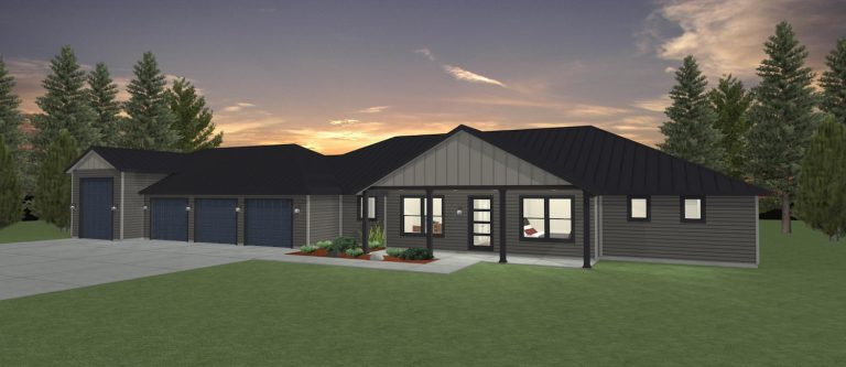 Elevation 3D rendering of a custom home from Design NW