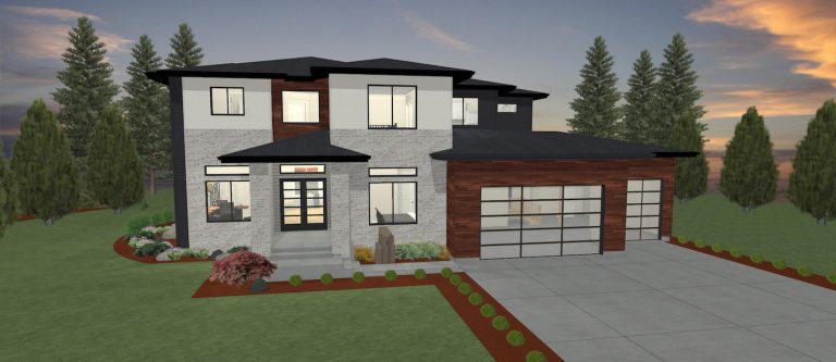 Elevation 3D rendering of a custom home from Design NW