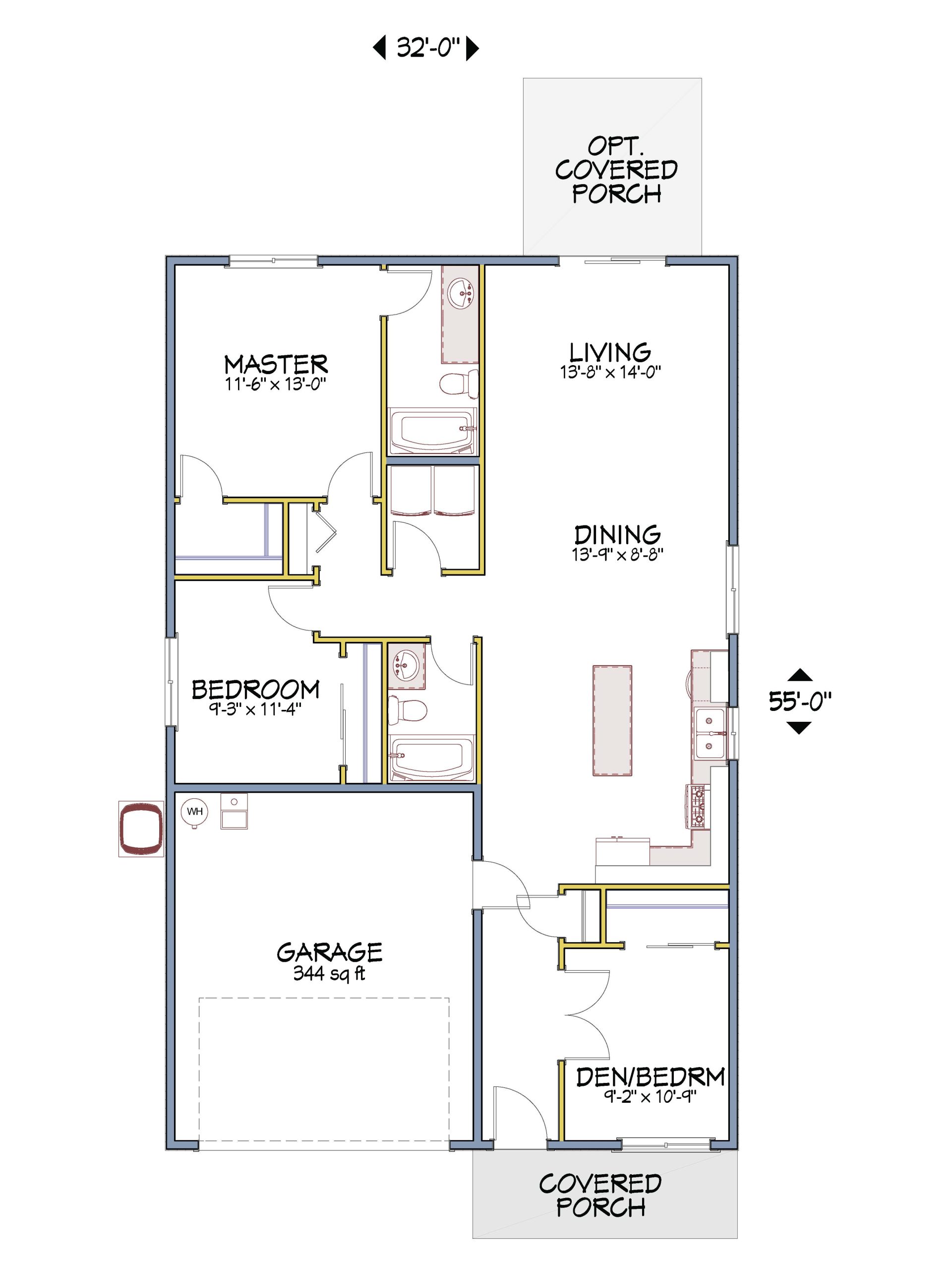 Floor plan of a one level custom home by Design NW
