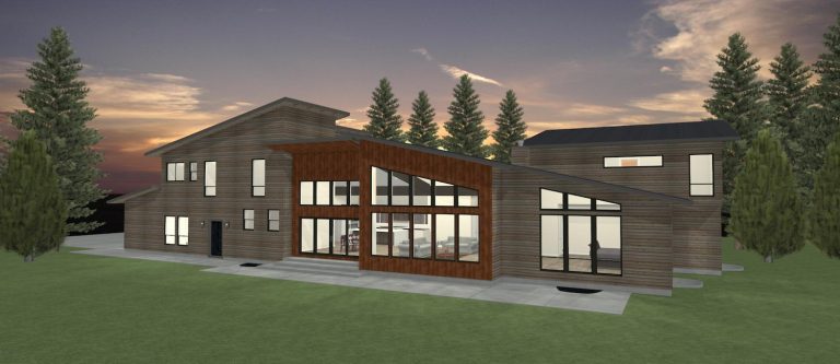 Elevation 3D rendering of a custom home from Design NW