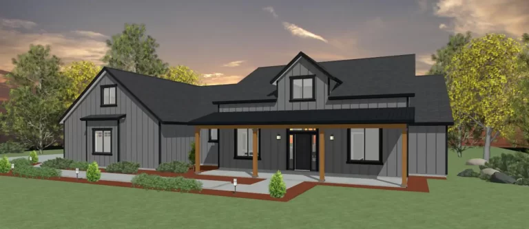 Rendering of the elevation of a farmhouse home by Design NW