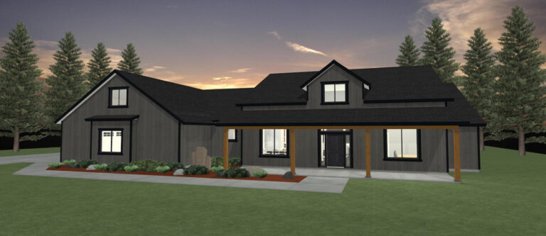 Elevation 3D rendering of a custom home from Design NW