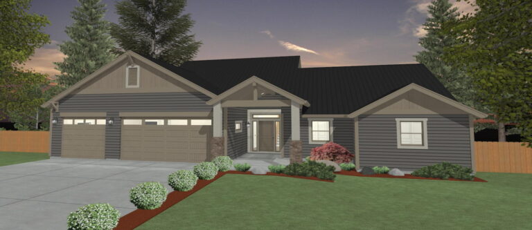 Elevation 3D rendering of a custom home from Design NW