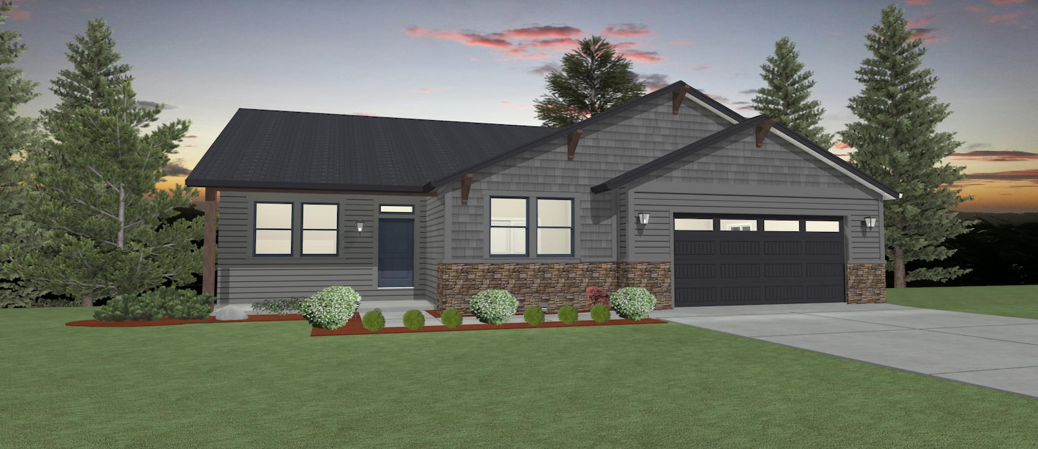 Elevation 3D rendering of a custom home from Design NW