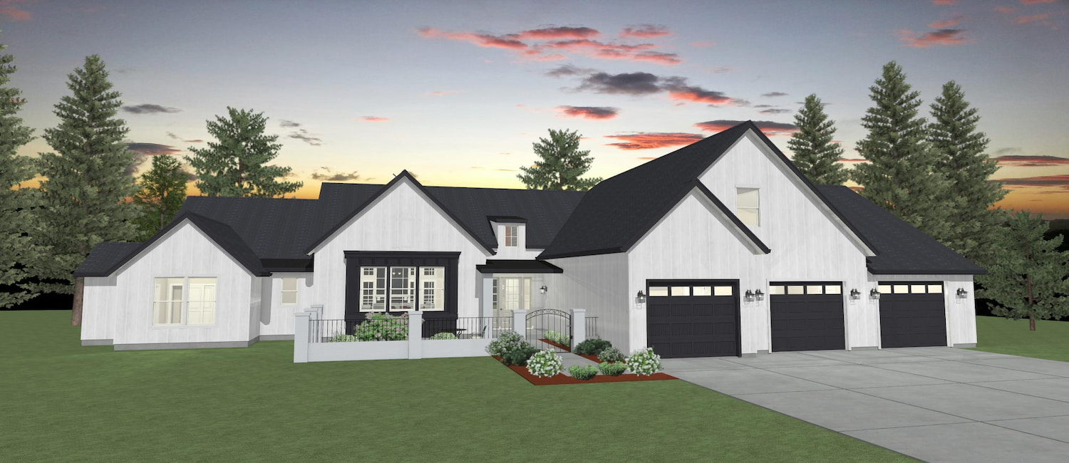 Elevation 3D rendering of a custom home from Design NW