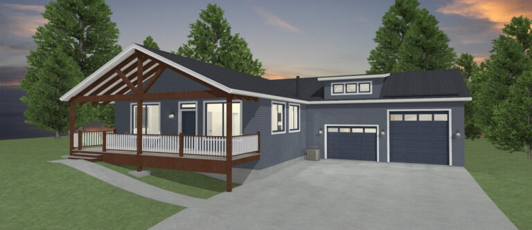 Elevation 3D rendering of a custom home from Design NW