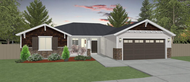 Elevation 3D rendering of a custom home from Design NW