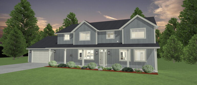 Elevation 3D rendering of a custom home from Design NW