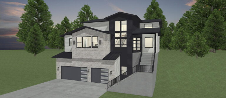 Elevation 3D rendering of a custom home from Design NW