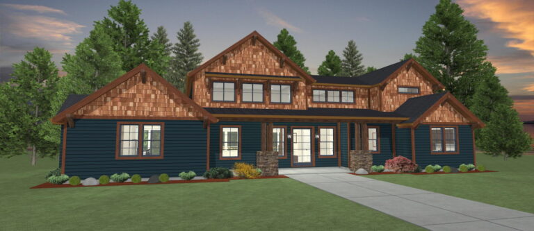 Elevation 3D rendering of a custom home from Design NW