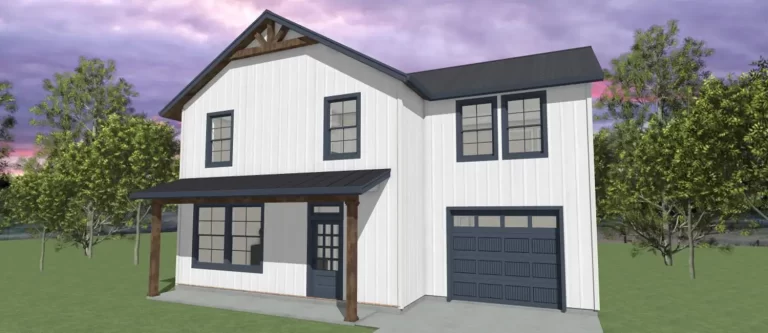 Rendering of the elevation of a farmhouse home by Design NW