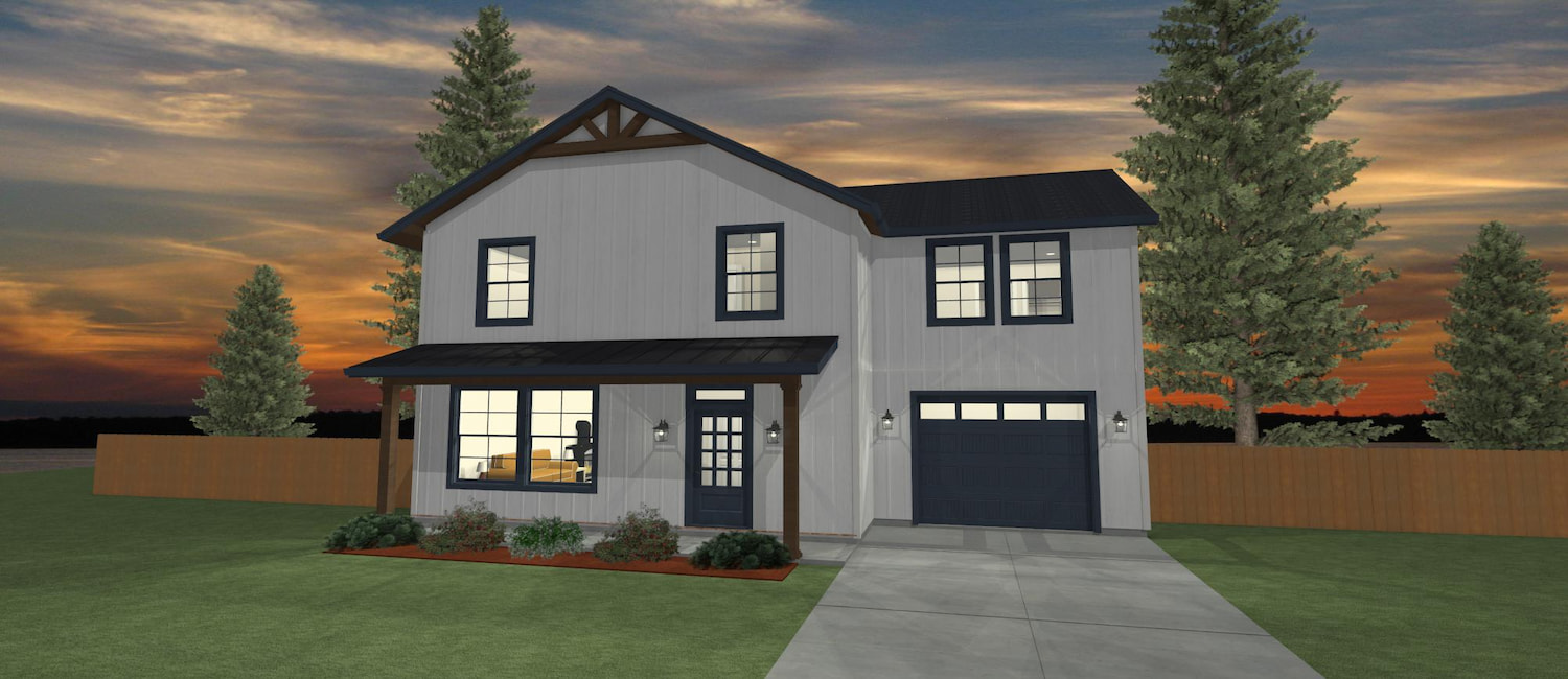 Elevation 3D rendering of a custom home from Design NW