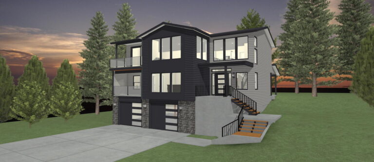 Elevation 3D rendering of a custom home from Design NW