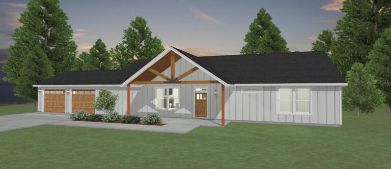 Elevation 3D rendering of a custom home from Design NW