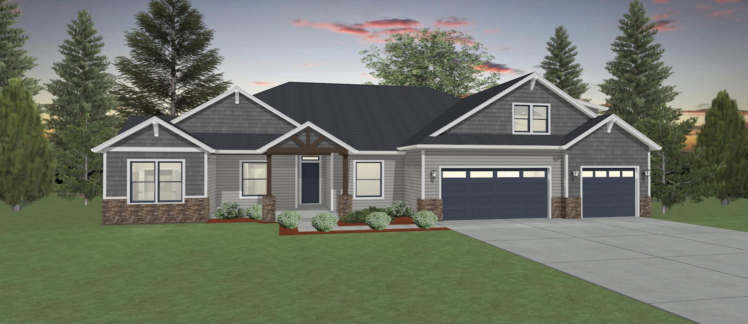 Elevation 3D rendering of a custom home from Design NW