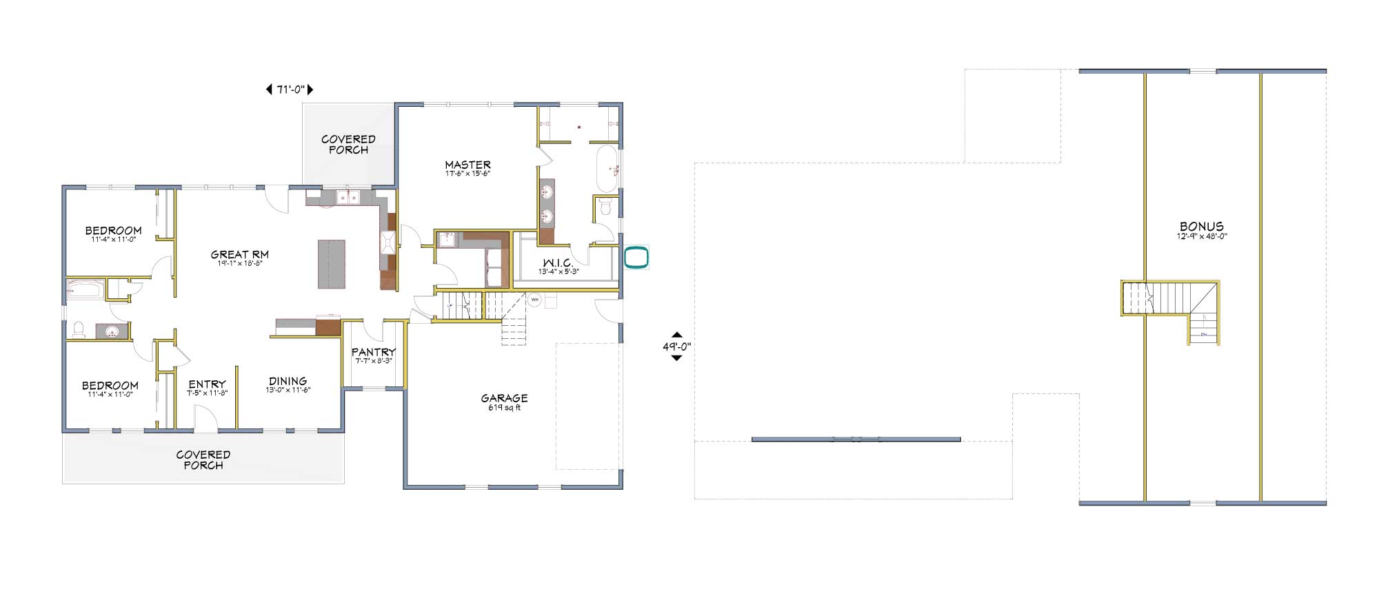 Floor plan of a custom Farmhouse style home from Design NW
