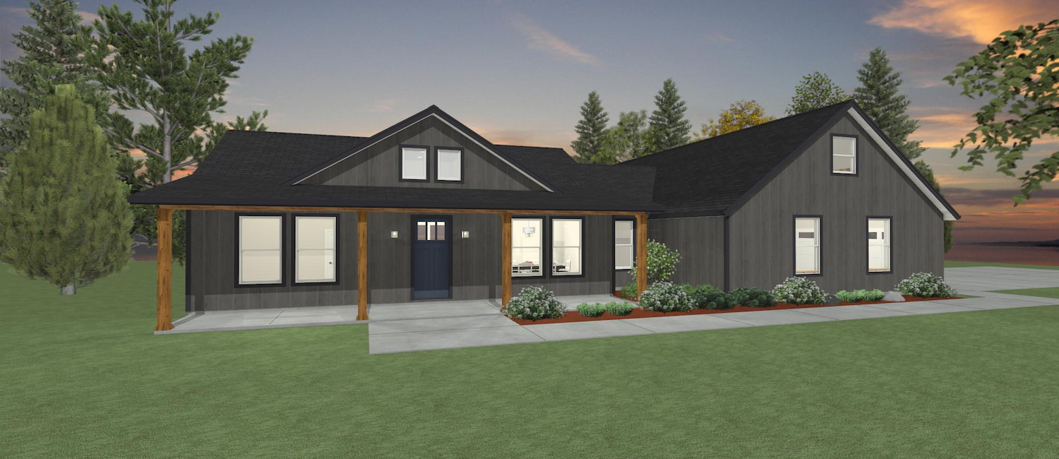 Elevation 3D rendering of a custom home from Design NW