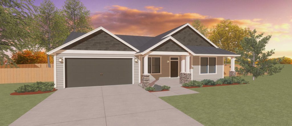 Elevation 3D rendering of custom home from Design NW