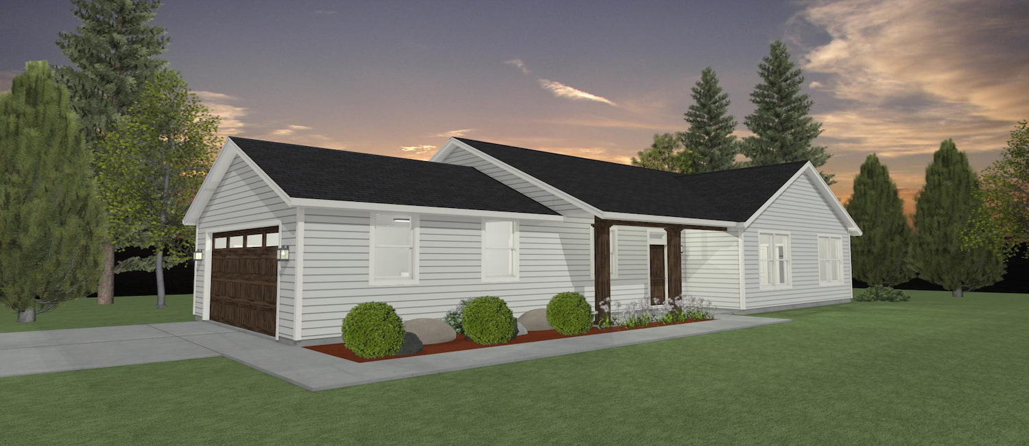 Elevation 3D rendering of a custom home from Design NW