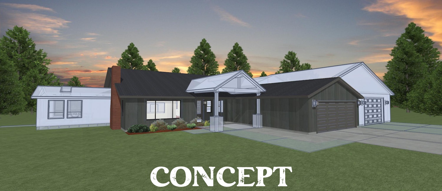 Elevation 3D rendering concept of a custom remodel from Design NW