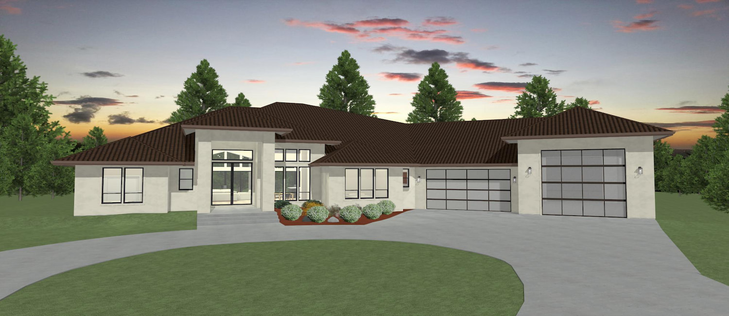 Elevation 3D rendering of a custom home from Design NW