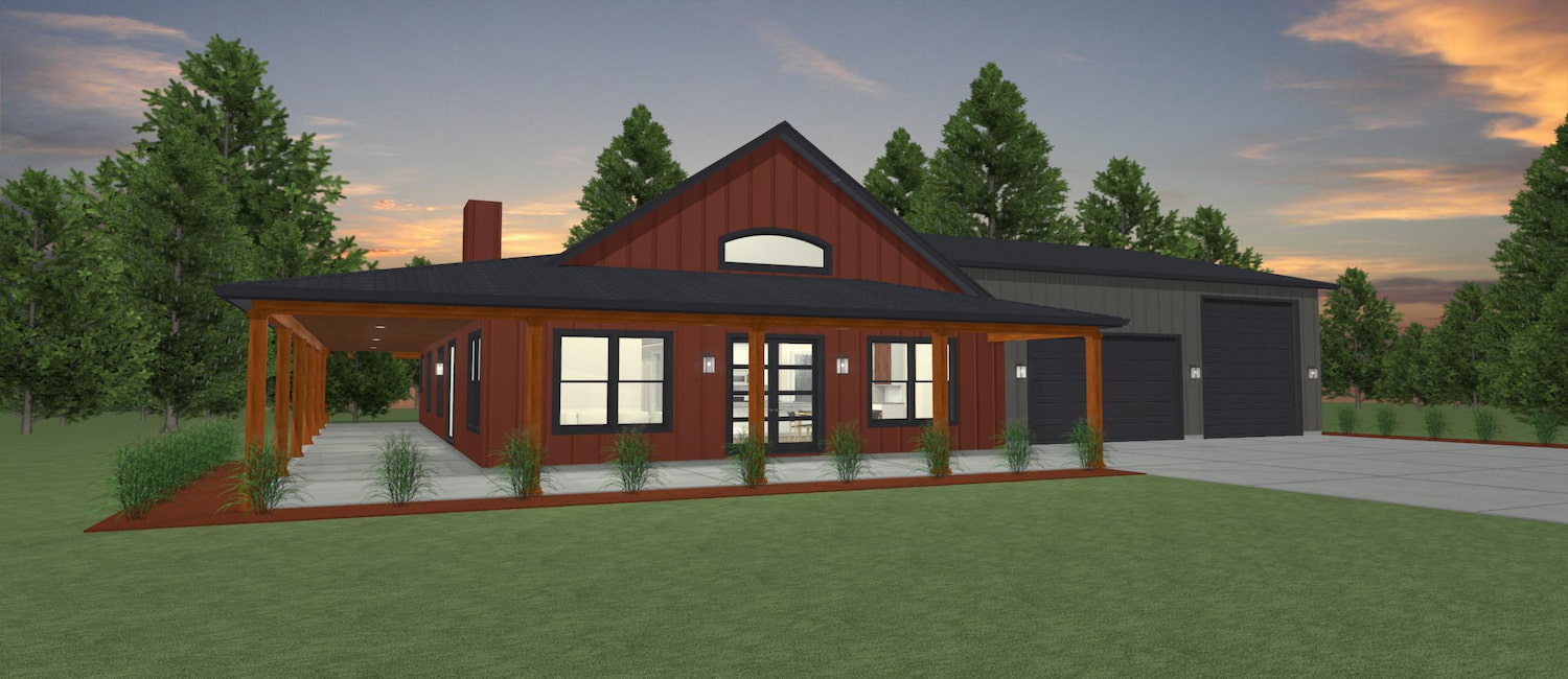 Elevation 3D rendering of a custom home from Design NW