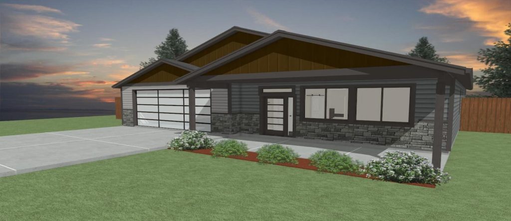 Elevation 3D rendering of a custom home from Design NW