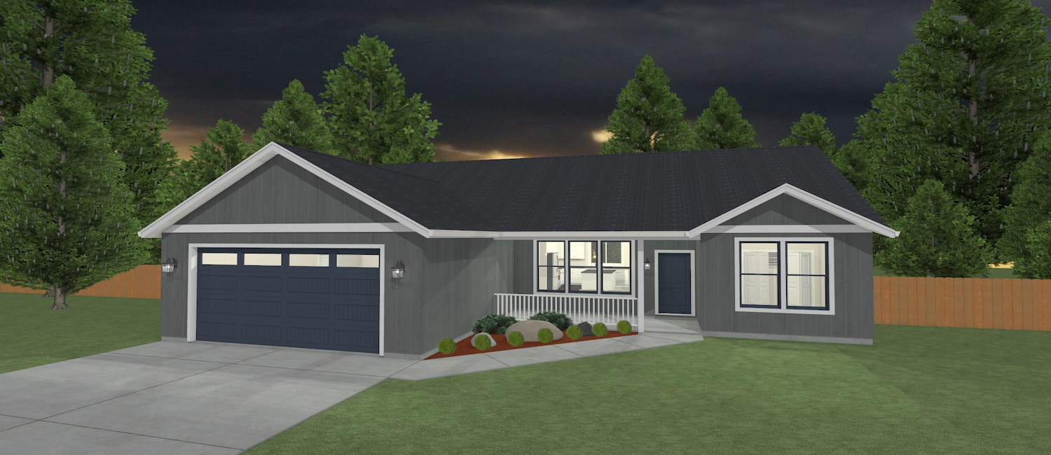 Elevation 3D rendering of a custom home from Design NW