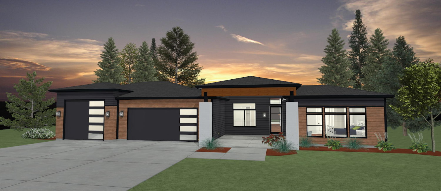 Elevation 3D rendering of a custom home from Design NW