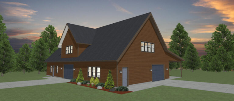 Elevation 3D rendering of a custom home from Design NW