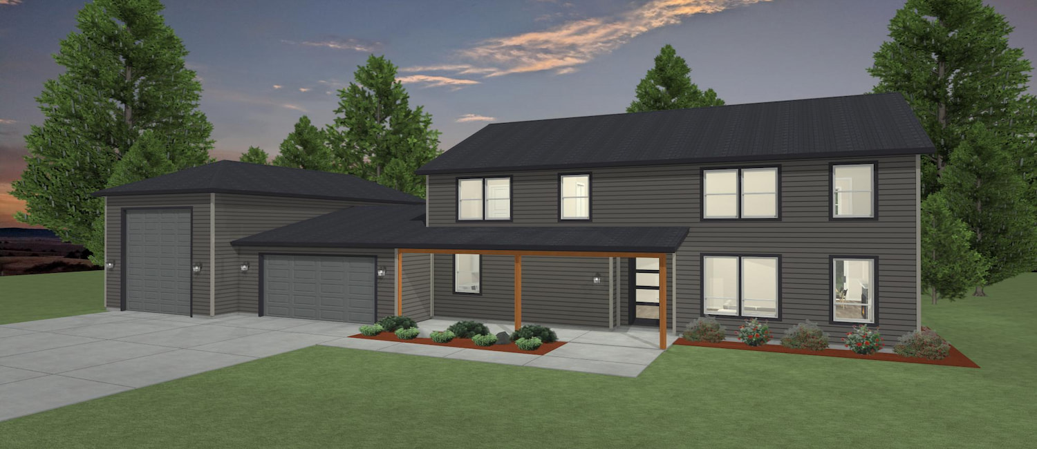 Elevation 3D rendering of a custom home from Design NW