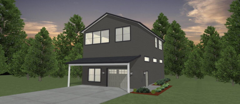 Elevation 3D rendering of a custom home from Design NW