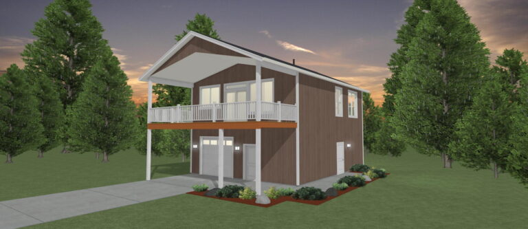 Elevation 3D rendering of a custom home from Design NW