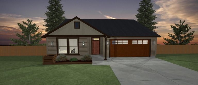 Elevation 3D rendering of a custom home from Design NW