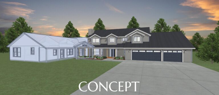 Elevation 3D rendering concept of a custom remodel from Design NW