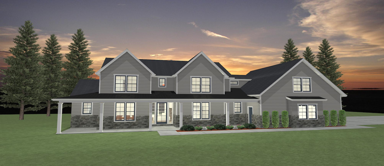 Elevation 3D rendering of a custom home from Design NW