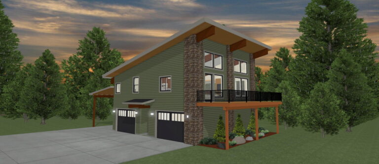 Elevation 3D rendering of a custom home from Design NW