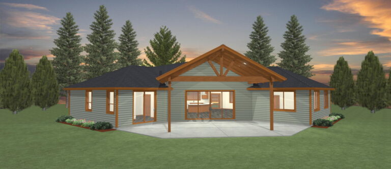 Elevation 3D rendering of a custom home from Design NW