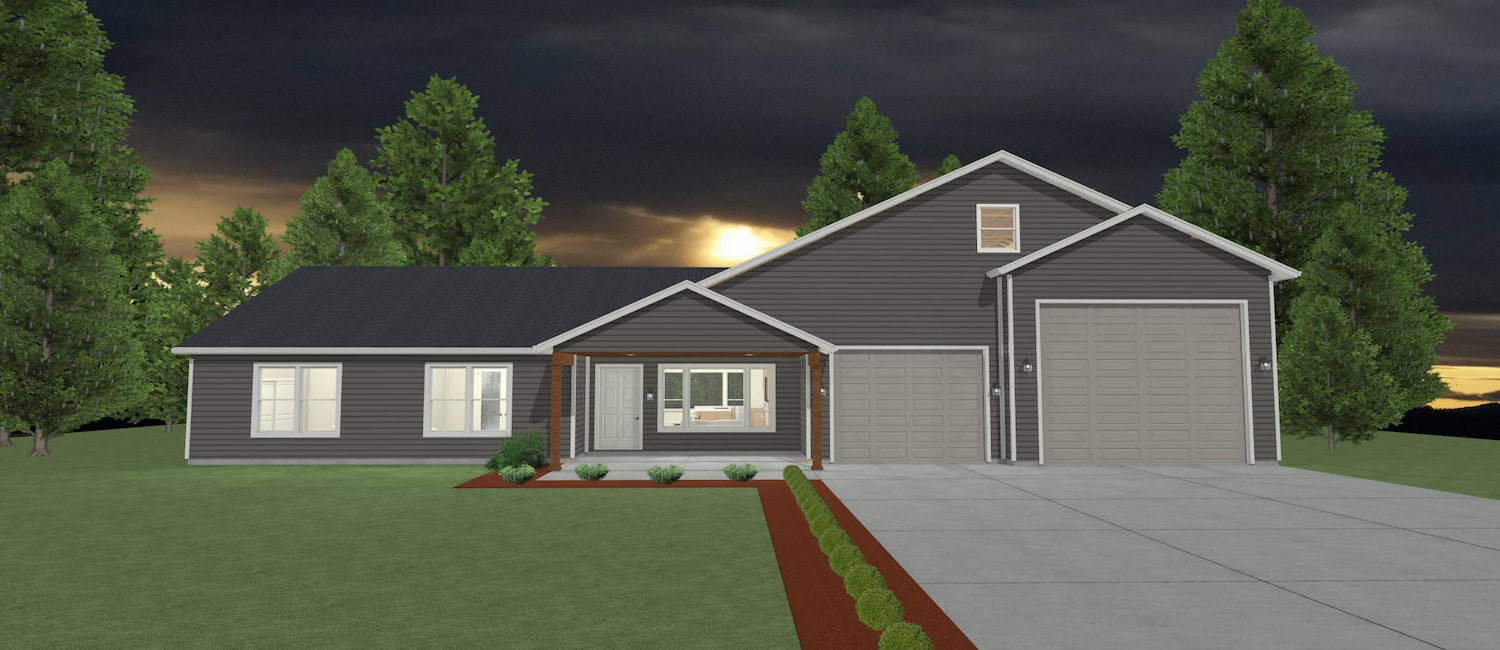 Elevation 3D rendering of a custom home from Design NW