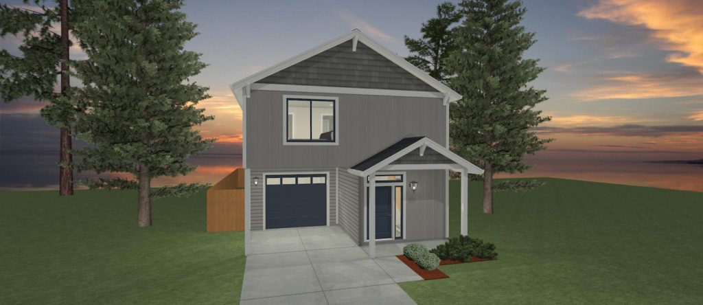 Elevation 3D rendering of a custom home from Design NW