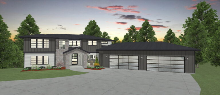 Elevation 3D rendering of a custom home from Design NW