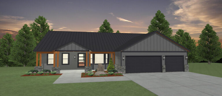 Elevation 3D rendering of a custom home from Design NW