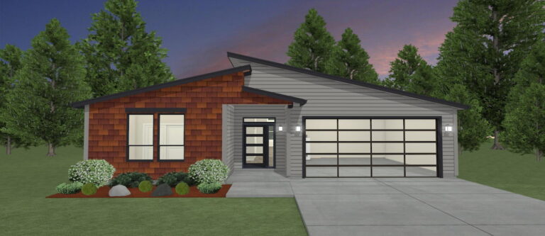 Elevation 3D rendering of a modern home from Design NW