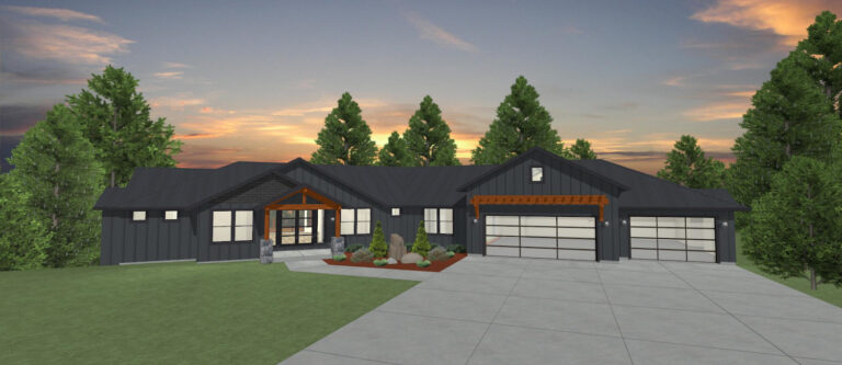 Elevation 3D rendering of a custom home from Design NW