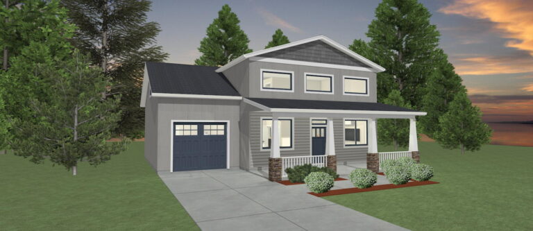 Elevation 3D rendering of a custom home from Design NW