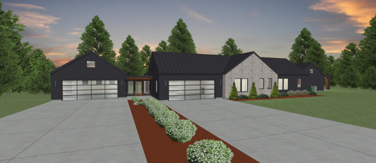 Elevation 3D rendering of a custom home from Design NW