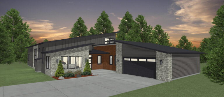 Elevation 3D rendering of a custom home from Design NW