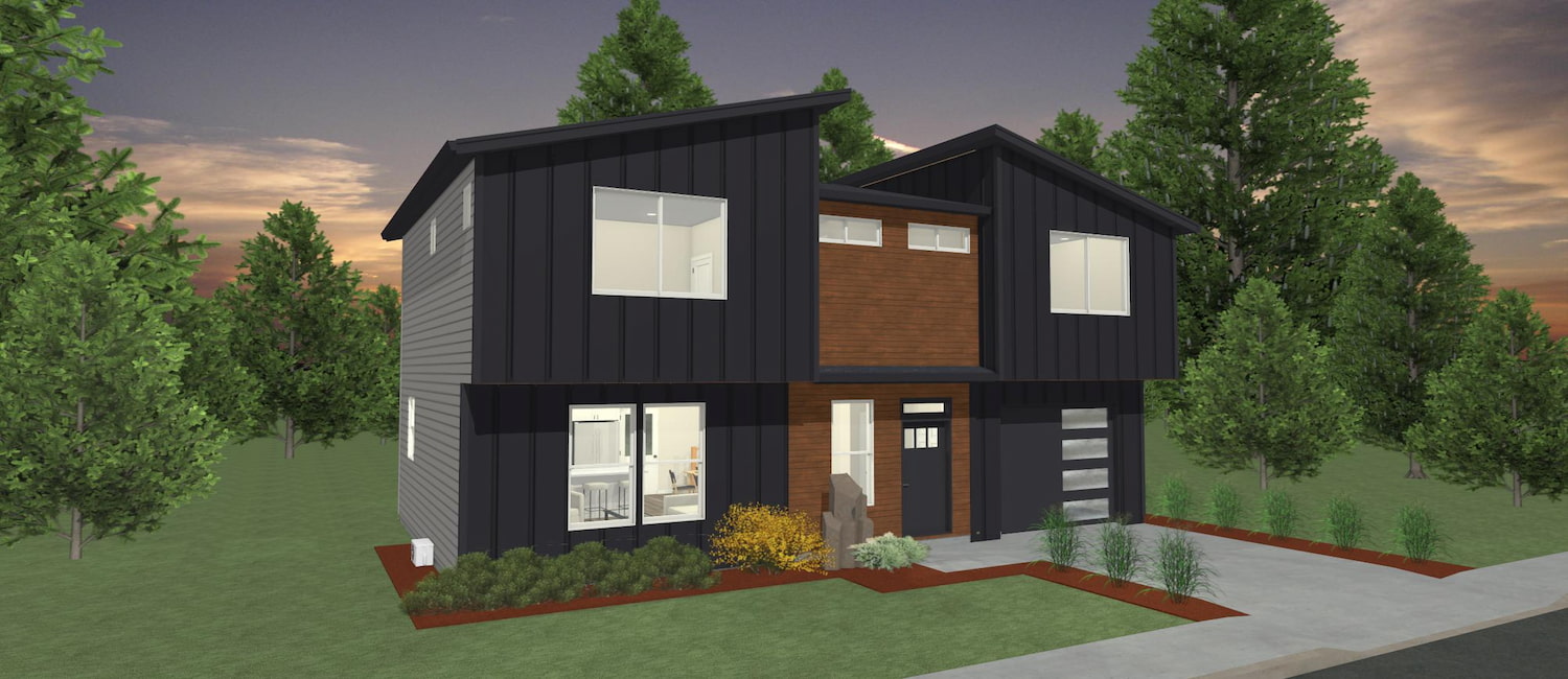 Elevation 3D rendering of a custom home from Design NW