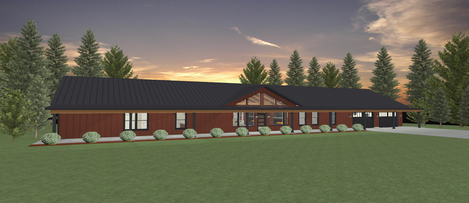 Elevation 3D rendering of a custom home from Design NW