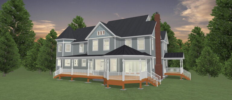 Elevation 3D rendering of a custom home from Design NW